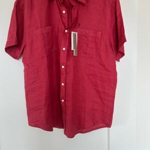Men's Red Linen Shirt